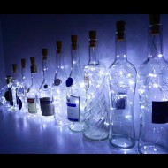LED vianočné osvetlenie do fľaše-MINI, 2m, solárne,IP44, studená biela